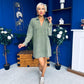 Alice Denim Mini Shift Dress Khaki Green