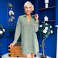 Alice Denim Mini Shift Dress Khaki Green