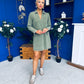 Alice Denim Mini Shift Dress Khaki Green