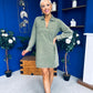 Alice Denim Mini Shift Dress Khaki Green