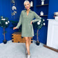 Alice Denim Mini Shift Dress Khaki Green