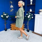 Alice Denim Mini Shift Dress Khaki Green