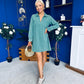 Alice Denim Mini Shift Dress Bottle Green