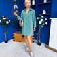 Alice Denim Mini Shift Dress Bottle Green