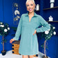 Alice Denim Mini Shift Dress Bottle Green