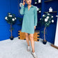 Alice Denim Mini Shift Dress Bottle Green