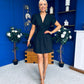 Bridget Twist Font Split Arm Mini Dress Black