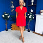 Bridget Twist Font Split Arm Mini Dress Red