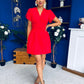 Bridget Twist Font Split Arm Mini Dress Red