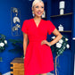 Bridget Twist Font Split Arm Mini Dress Red