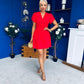 Bridget Twist Font Split Arm Mini Dress Red