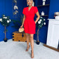 Bridget Twist Font Split Arm Mini Dress Red
