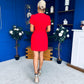 Bridget Twist Font Split Arm Mini Dress Red