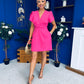 Bridget Twist Font Split Arm Mini Dress Hot Pink