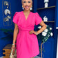 Bridget Twist Font Split Arm Mini Dress Hot Pink