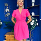 Bridget Twist Font Split Arm Mini Dress Hot Pink
