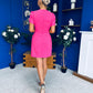Bridget Twist Font Split Arm Mini Dress Hot Pink