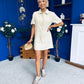 Maura Denim Mini Shift Dress Beige
