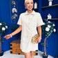 Maura Denim Mini Shift Dress Beige