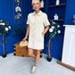 Maura Denim Mini Shift Dress Beige