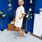 Maura Denim Mini Shift Dress Beige