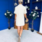 Maura Denim Mini Shift Dress Beige