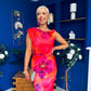 Estelle Floral Print Bodycon Midi Dress Coral