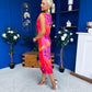 Estelle Floral Print Bodycon Midi Dress Coral