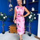 Estelle Floral Print Bodycon Midi Dress Pwr Pink