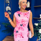 Estelle Floral Print Bodycon Midi Dress Pwr Pink