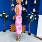 Estelle Floral Print Bodycon Midi Dress Pwr Pink