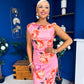 Estelle Floral Print Bodycon Midi Dress Cerise