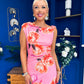 Estelle Floral Print Bodycon Midi Dress Cerise