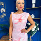 Estelle Floral Print Bodycon Midi Dress Baby Pink