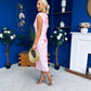 Estelle Floral Print Bodycon Midi Dress Baby Pink