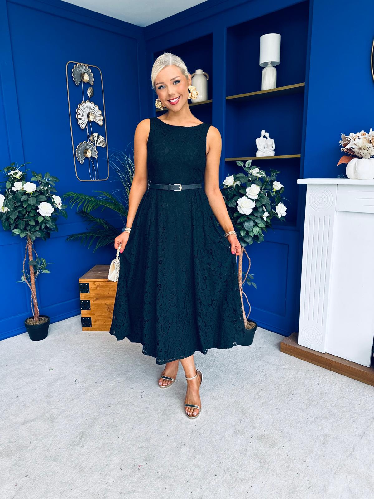 June Lace Detail Occasion Dress Black