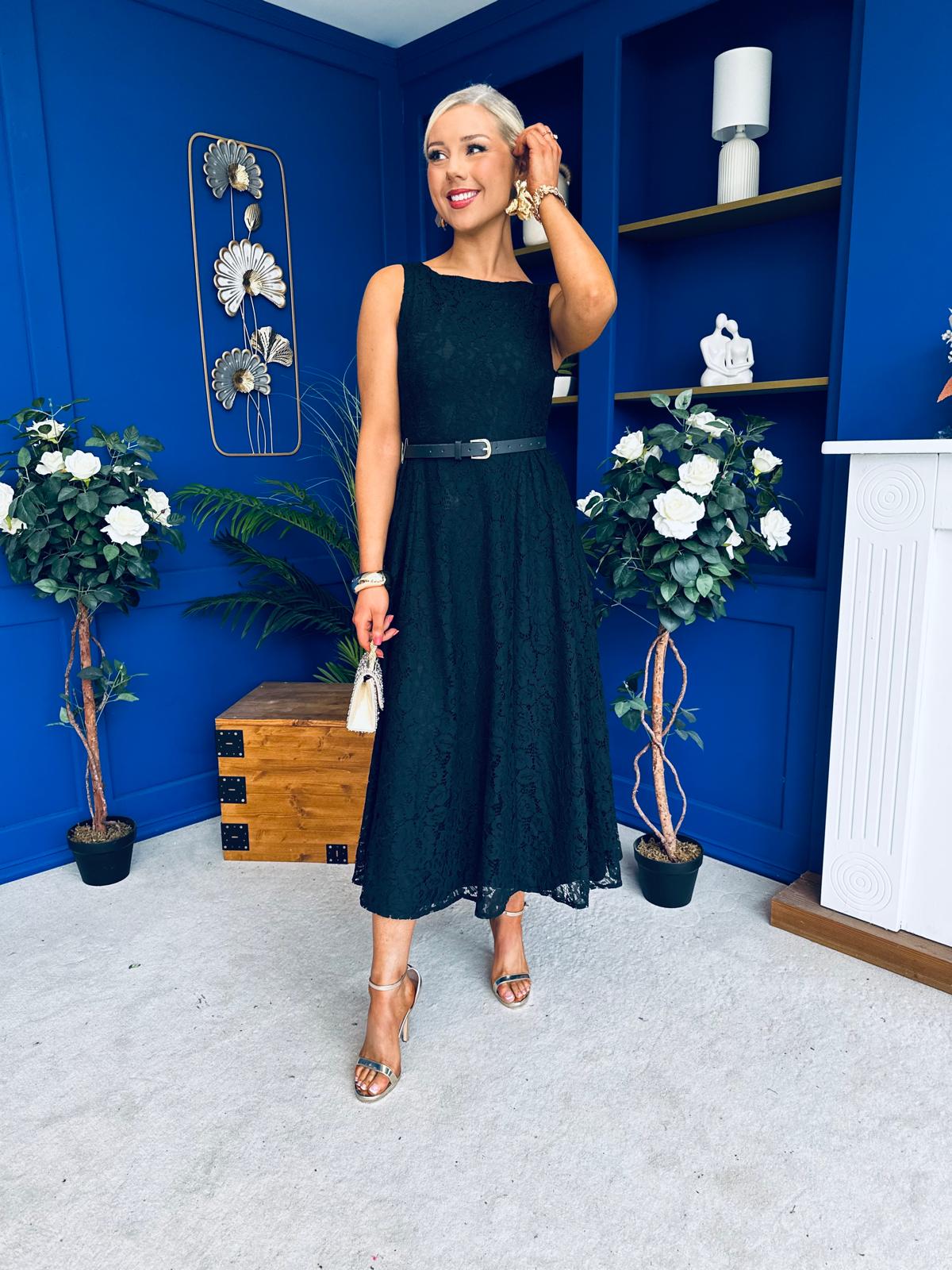 June Lace Detail Occasion Dress Black