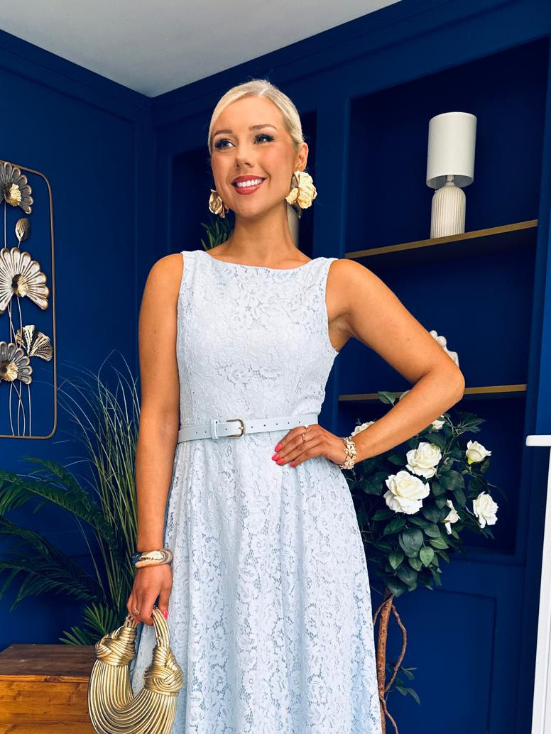 June Lace Detail Occasion Dress Pwr Blue