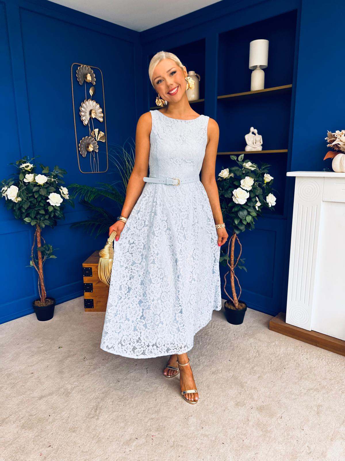 June Lace Detail Occasion Dress Pwr Blue