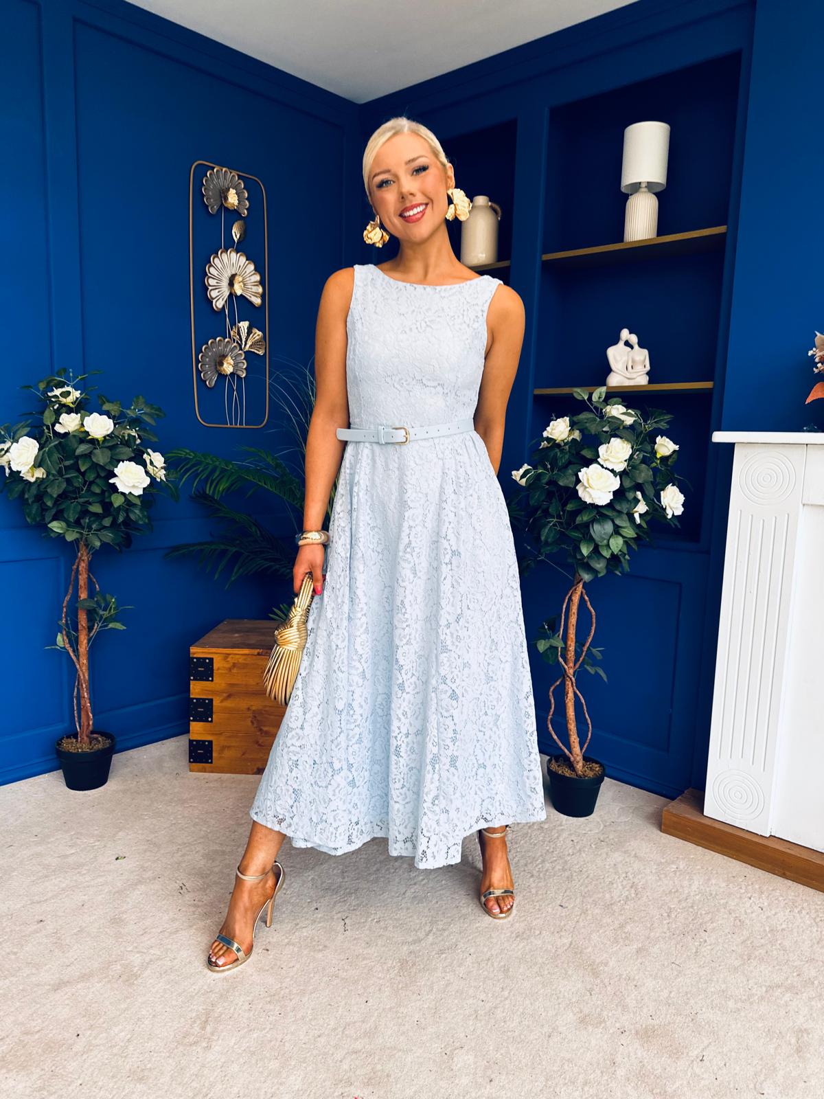 June Lace Detail Occasion Dress Pwr Blue