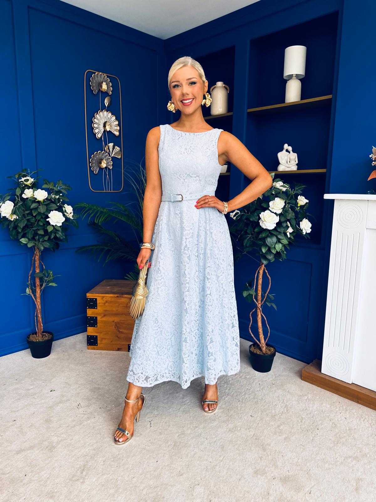 June Lace Detail Occasion Dress Pwr Blue