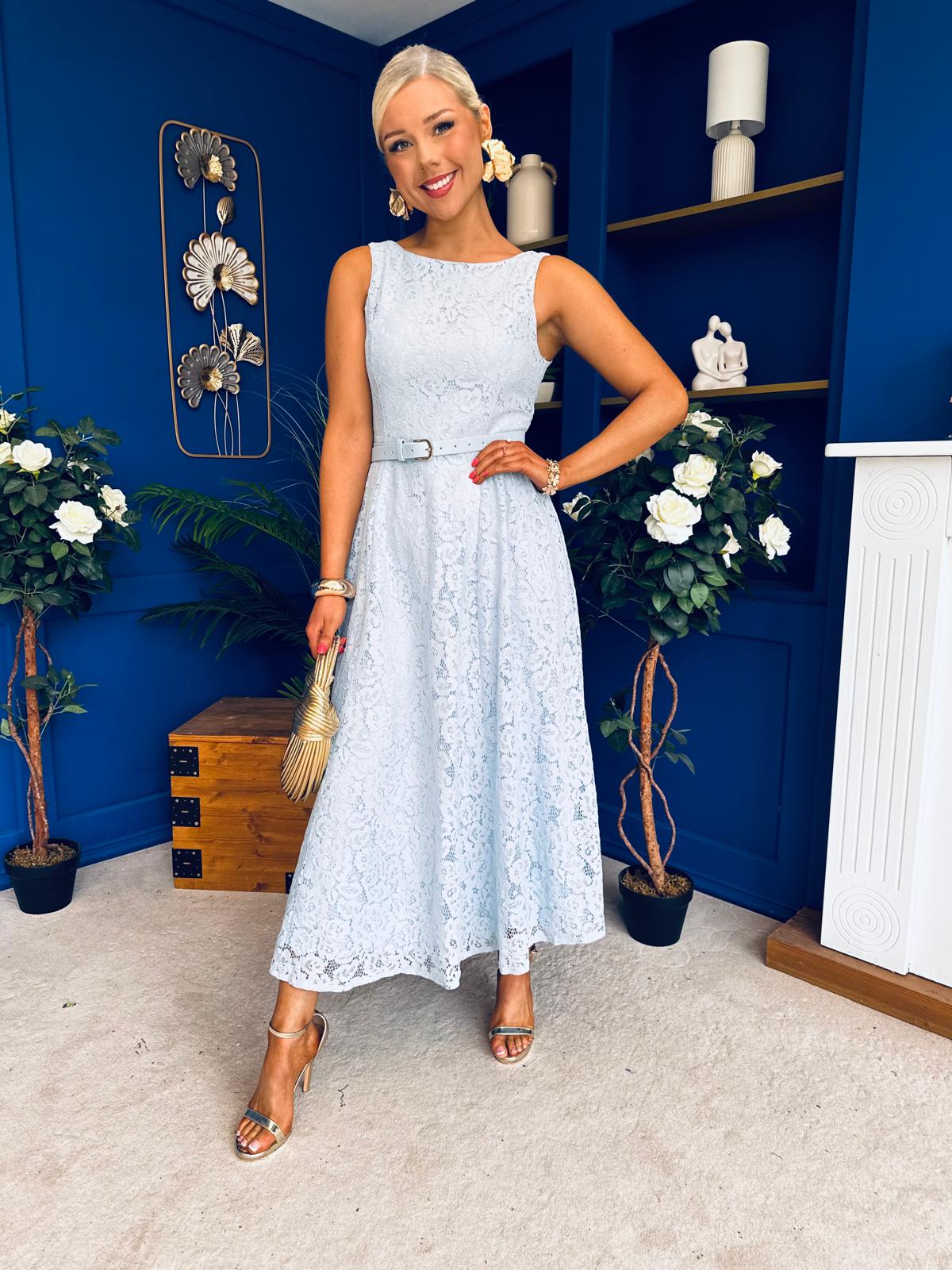 June Lace Detail Occasion Dress Pwr Blue