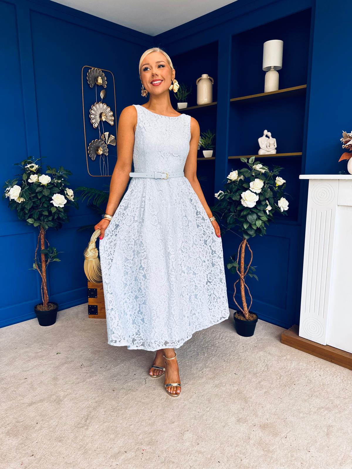 June Lace Detail Occasion Dress Pwr Blue