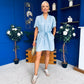 Polly Belted Mini Shift Dress Blue
