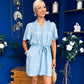 Polly Belted Mini Shift Dress Blue