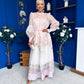 Marilyn Puff Sleeve Shirt Dress Pastel Scroll