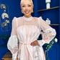 Marilyn Puff Sleeve Shirt Dress Pastel Scroll