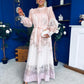Marilyn Puff Sleeve Shirt Dress Pastel Scroll