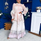 Marilyn Puff Sleeve Shirt Dress Pastel Scroll