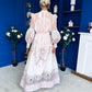 Marilyn Puff Sleeve Shirt Dress Pastel Scroll